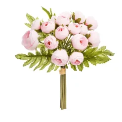 BOUQUET FLEUR ARTIFICIELLE 18 CAMÉLIA ROSE 30CM