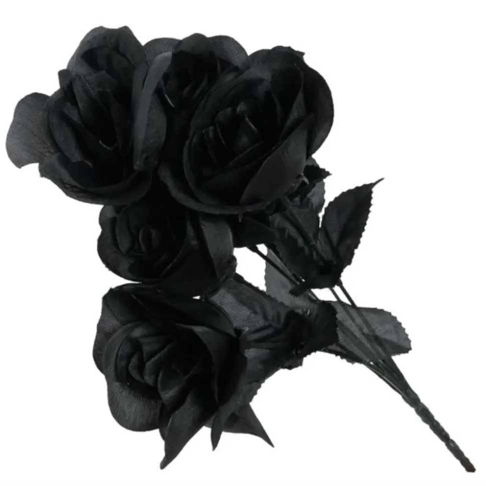 BOUQUET FLEUR ROSE ARTIFICIELLE 35CM NOIR