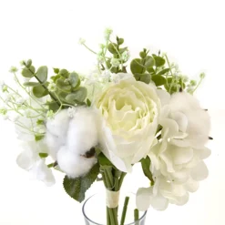 BOUQUET FLEURS ARTIFICIELLES 10 TIGES 30CM BLANC