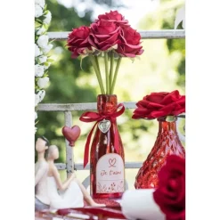 BOUQUET 6 FLEURS ROSE ARTIFICIELLE 23CM ROUGE
