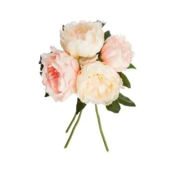 BOUQUET 4 PIVOINES ARTIFICIEL ROSE 30CM