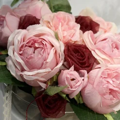 BOUQUET 9 ROSES ANCIENNES ARTIFICIELLES 30CM
