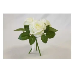 BOUQUET ROSES ARTIFICIELLES 3 TIGES 26CM BLANC