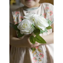 BOUQUET ROSES ARTIFICIELLES 3 TIGES 26CM BLANC