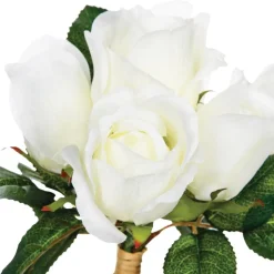 BOUQUET 7 ROSES ARTIFICIELLES 30CM BLANC