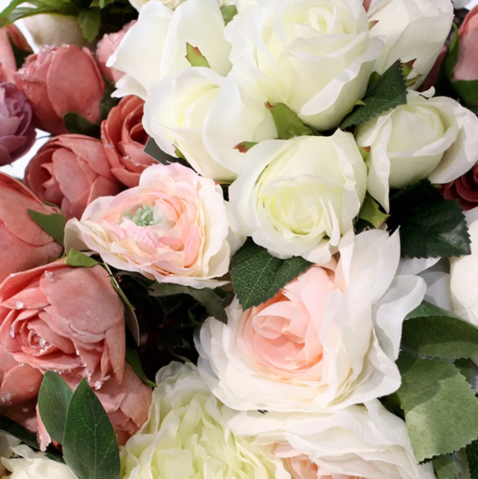 BOUQUET 7 ROSES ARTIFICIELLES 30CM BLANC