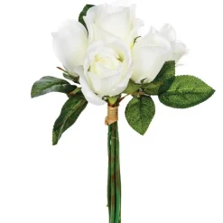 BOUQUET 7 ROSES ARTIFICIELLES 30CM BLANC