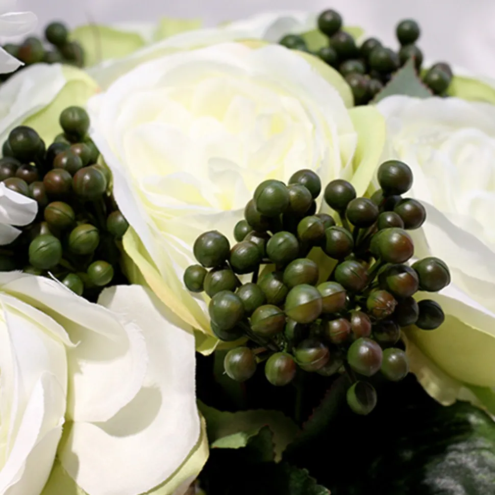 BOUQUET 7 ROSES ARTIFICIELLES 30CM BLANC