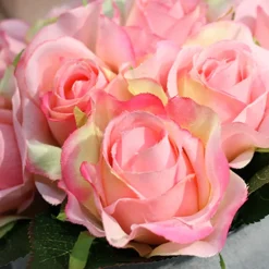 BOUQUET 9 ROSES ARTIFICIELLES 24CM ROSE