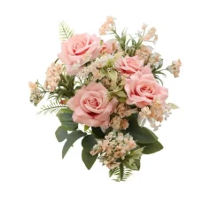 BOUQUET 9 ROSES ARTIFICIELLES 40.5CM VIEUX ROSE