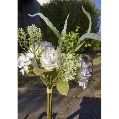 BOUQUET ROSES OUVERTES 9 TIGES 53CM CRÈME