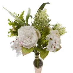 BOUQUET ROSES OUVERTES 9 TIGES 53CM CRÈME