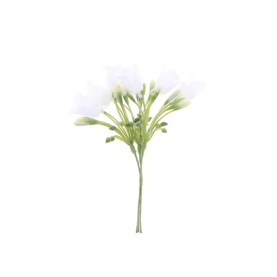 3 BOUQUETS TULIPES BOURGEONS TISSU 16CM BLANC