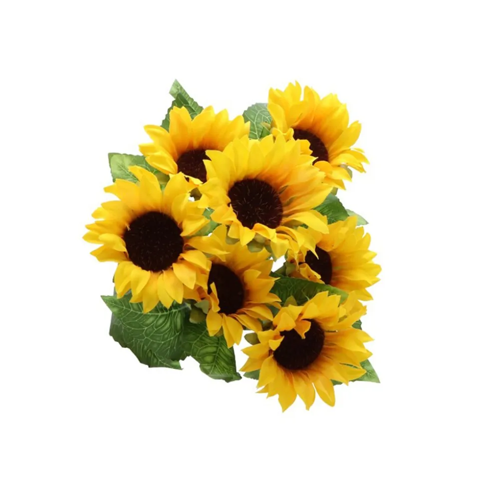 BOUQUET 7 TOURNESOLS ARTIFICIELS 34CM JAUNE