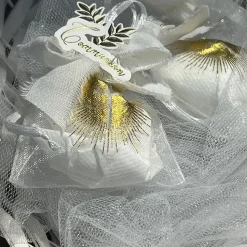 6 BOURSES CÉRÉMONIE RELIGIEUSE 7.5X10CM BLANC OR
