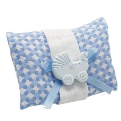 4 BOURSES DAMIER LANDAU BLEU 10X8CM