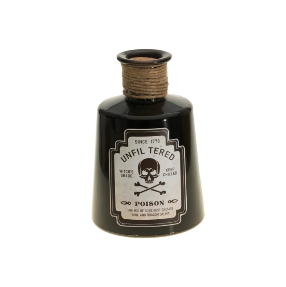 BOUTEILLE POISON HALLOWEEN VERRE 11.8X18CM NOIR