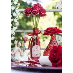 BOUTEILLE VASE VERRE CUR JE T'AIME 16CM ROUGE