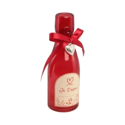 BOUTEILLE VASE VERRE CUR JE T'AIME 16CM ROUGE