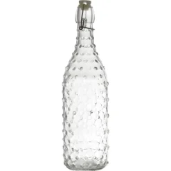 BOUTEILLE VERRE À CLAPET EMBOSSÉ 1L TRANSPARENT