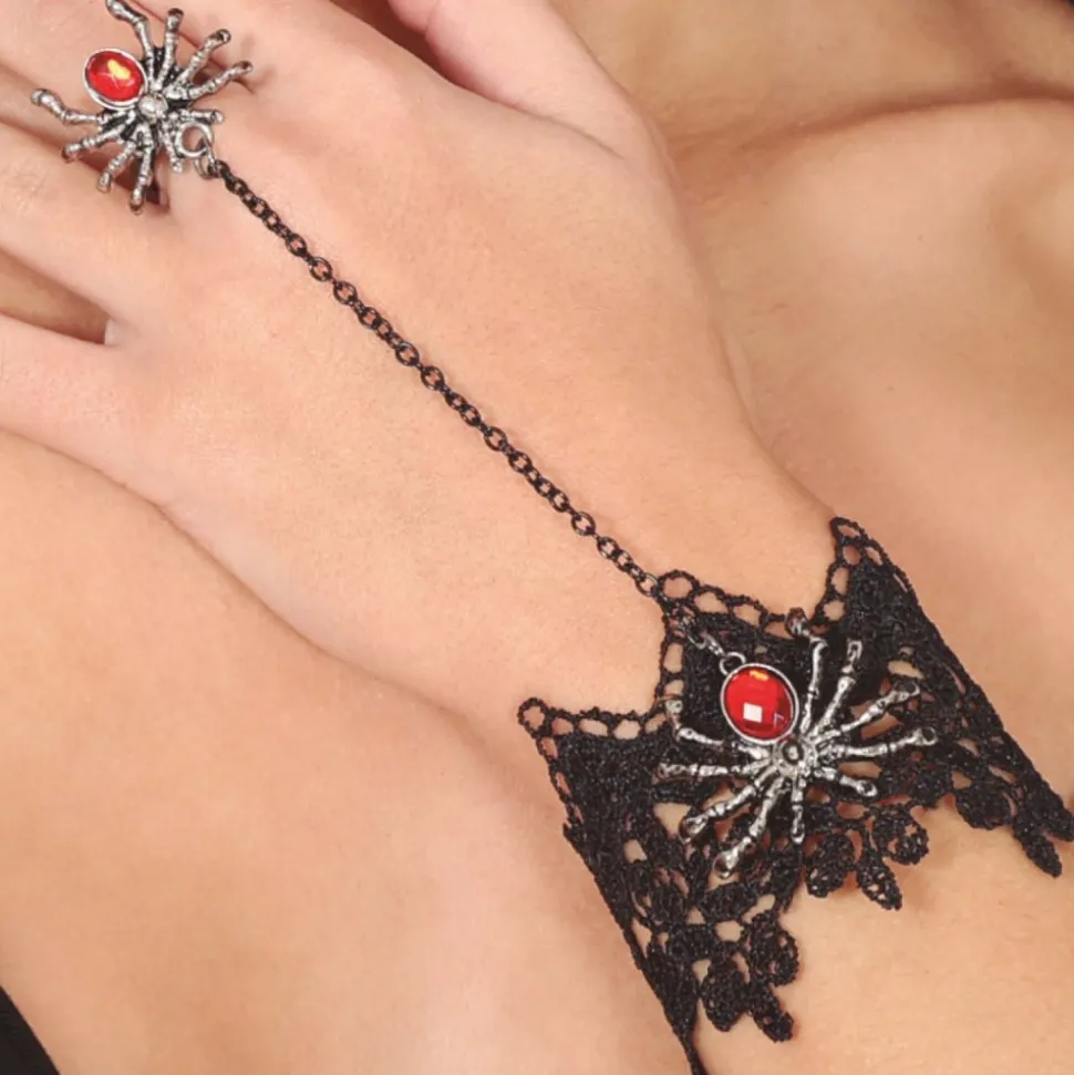 BRACELET BRODÉ DENTELLE BAGUE ARAIGNÉE FEMME