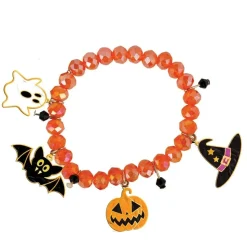 BRACELET FANTAISIE FACETTES HALLOWEEN PVC ORANGE