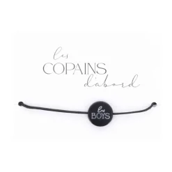 BRACELET MÉDAILLON MÉTAL LES BOYS RÉGLABLE NOIR