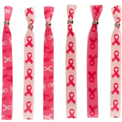 6 BRACELETS TISSU OCTOBRE ROSE RUBAN 30X1.5CM
