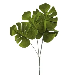 BRANCHE 4 FEUILLES MONSTERA VELOURS 60CM VERT