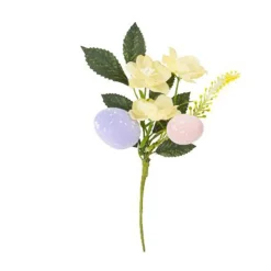 BRANCHE FLEURS ARTIFICELLES OEUFS 20CM PASTEL