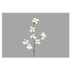 BRANCHE SÉCHÉE 7 FLEURS DE COTON 68CM BLANC