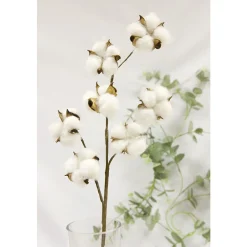 BRANCHE SÉCHÉE 7 FLEURS DE COTON 68CM BLANC