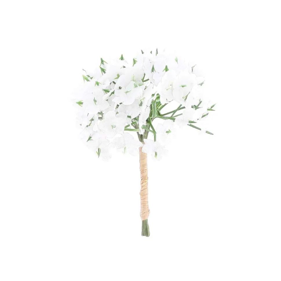 10 BRANCHES 6 FELURS SUR TIGE 10CM BLANC