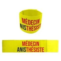BRASSARD ÉLASTIQUE MÉDECIN ANISTHÉSISTE 9CM JAUNE