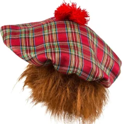 BÊRET ECOSSAIS ROUGE AVEC CHEVEUX
