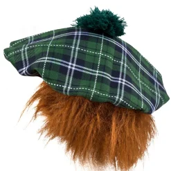 BÊRET ECOSSAIS VERT AVEC CHEVEUX
