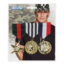 BROCHE MILITAIRE 3 MÉDAILLES D'HONNEUR