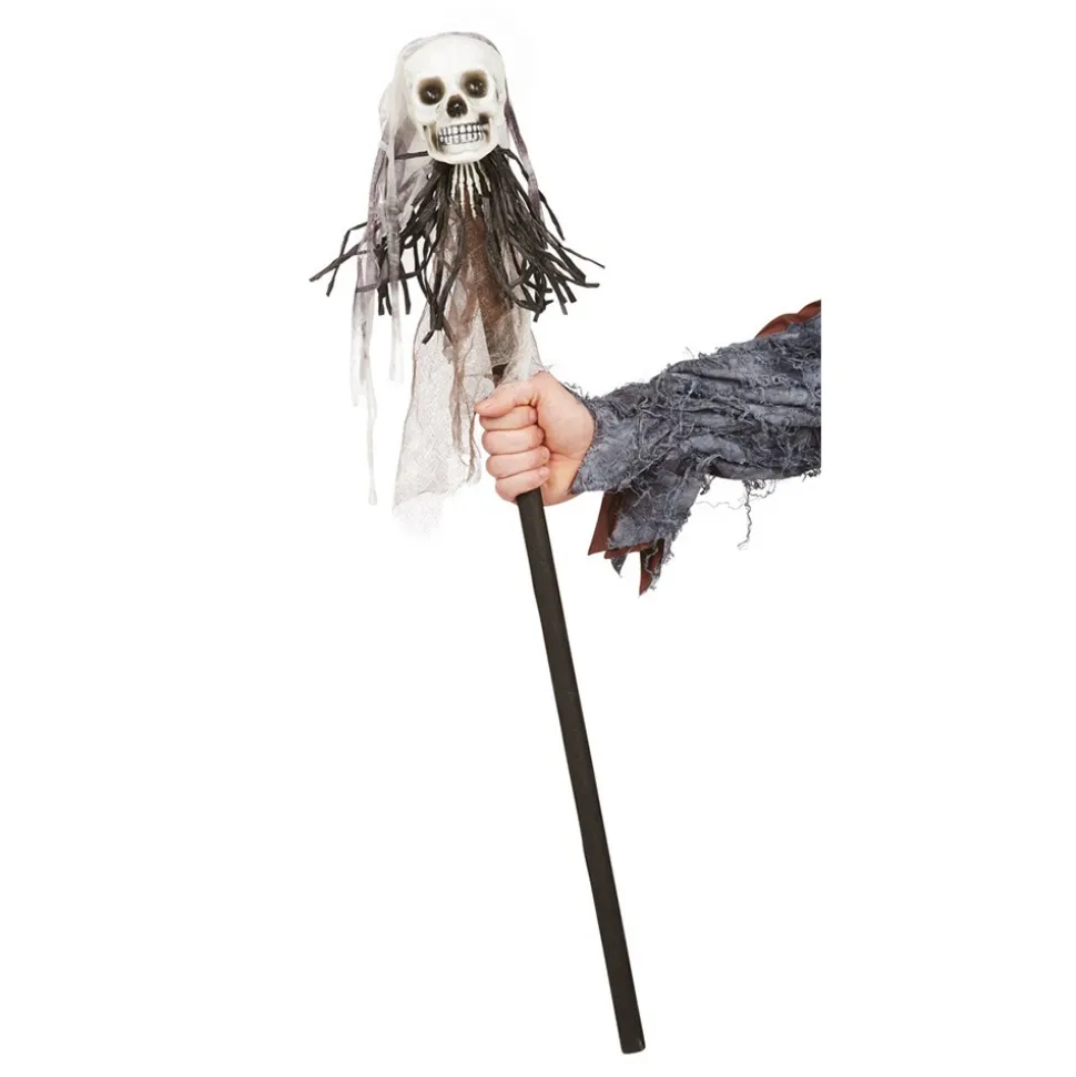 BÂTON DE PRÊTRE VAUDOU TÊTE DE MORT 90CM
