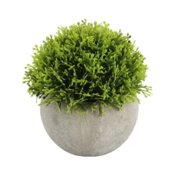 BUIS ARTIFICIEL BOULE POT FAÇON CIMENT 12CM VERT