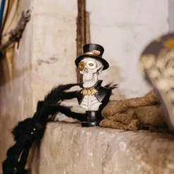 BUSTE SQUELETTE DANDY SOCLE RÉSINE 21X10CM NOIR