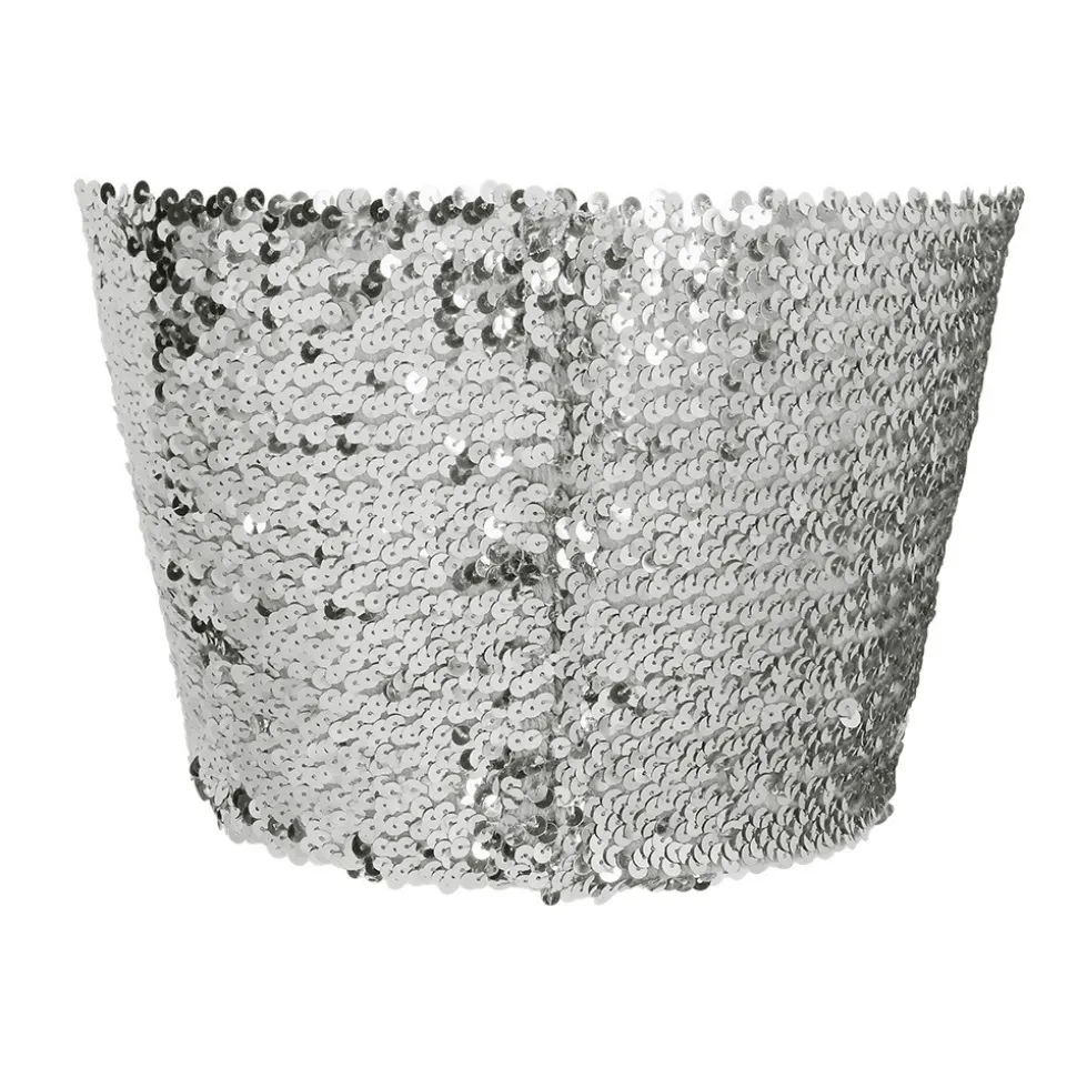 BUSTIER STRETCH SEQUINS ARGENT FEMME