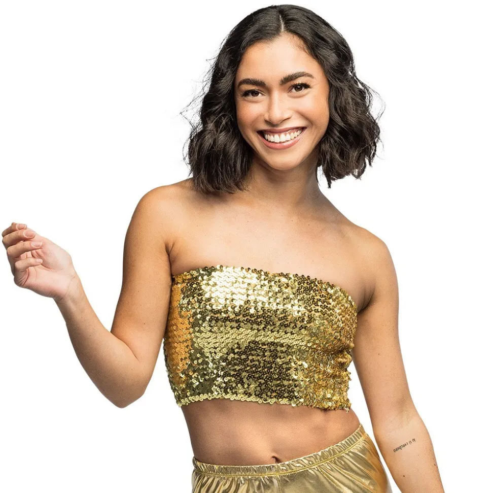 BUSTIER STRETCH SEQUINS OR FEMME
