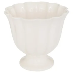 CACHE-POT CÉRAMIQUE FLORAL 25.3X24CM BLANC