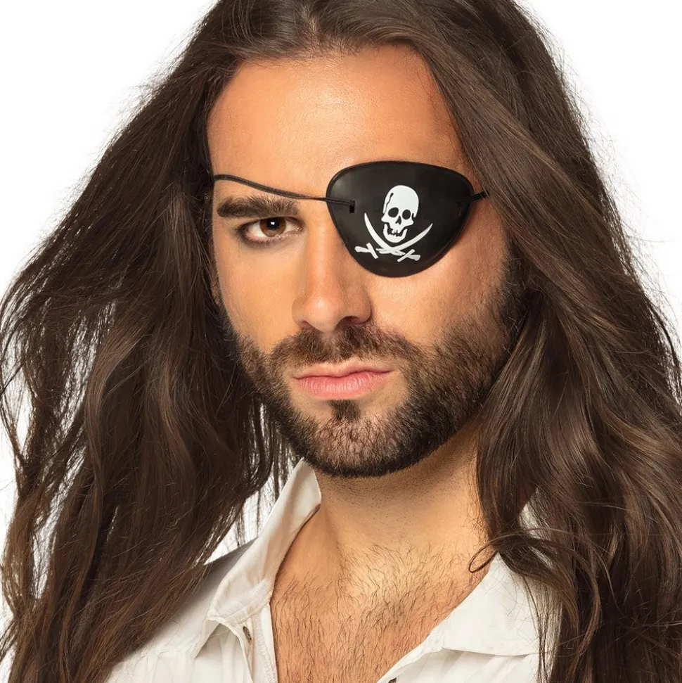4 CACHES-IL PLASTIQUE PIRATE JOLLY ROGER ADULTE