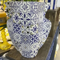 2 CACHE-VASES PAPIER DOLCE VITA 24X24CM BLEU