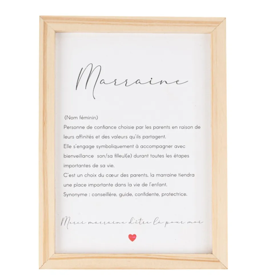 CADRE BOIS LETTRE DÉFINITION MARRAINE 14.5X19.5CM