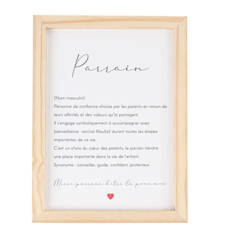 CADRE BOIS LETTRE DÉFINITION PARRAIN 14.5X19.5CM