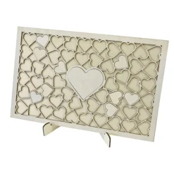 CADRE 50 COEURS BOIS 34X22CM NATUREL