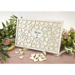 CADRE 50 COEURS BOIS 34X22CM NATUREL