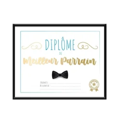 CADRE DIPLÔME MEILLEURE PARRAIN 20X25CM NOIR